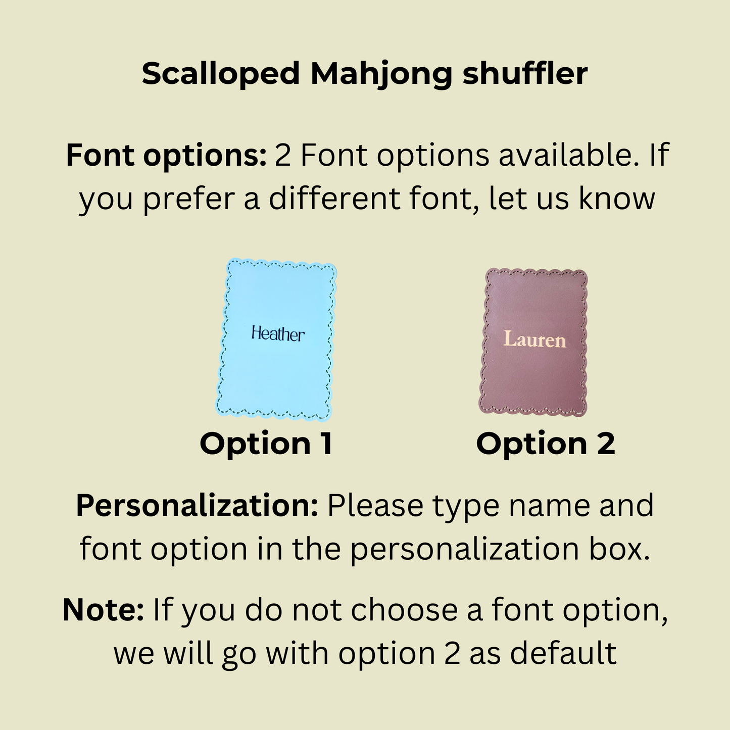 Personalized Mahjong Tile Shuffler — Scalloped Design
