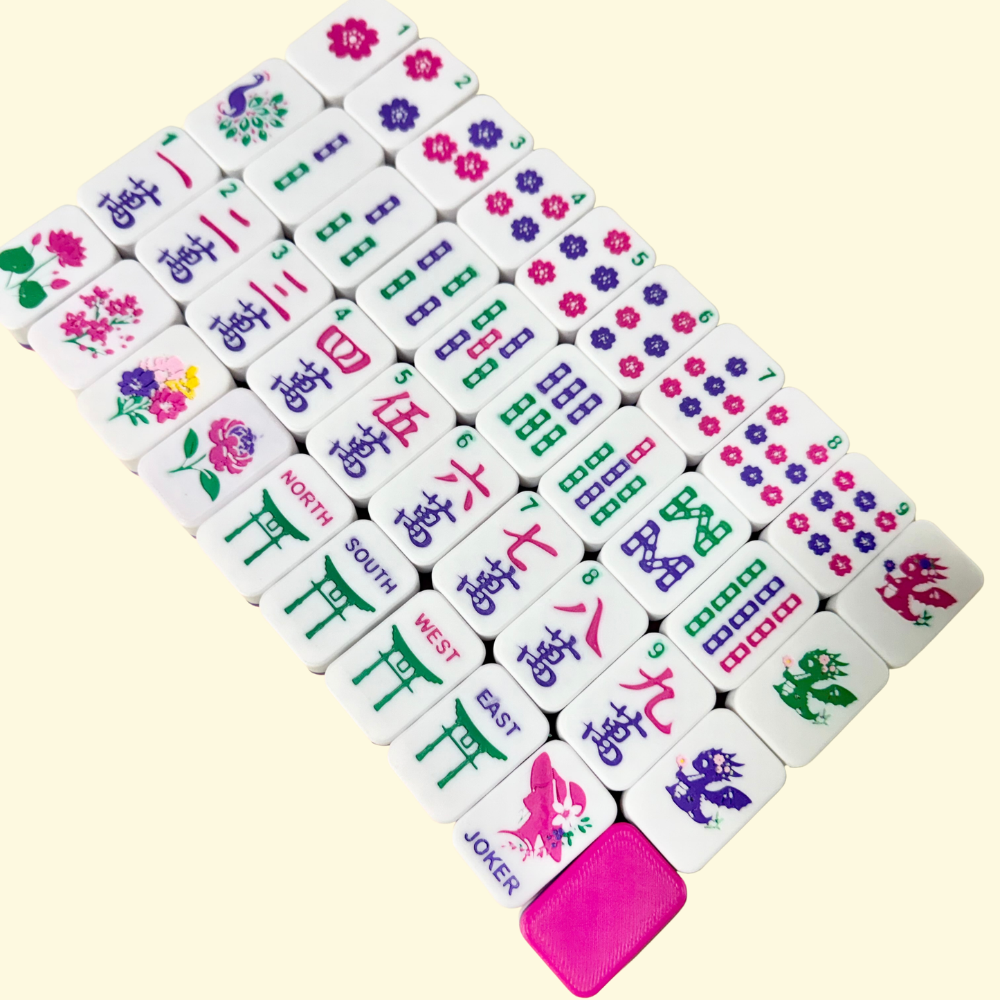 The Blossom Set — Floating American Mahjong Tiles with Carrying Case
