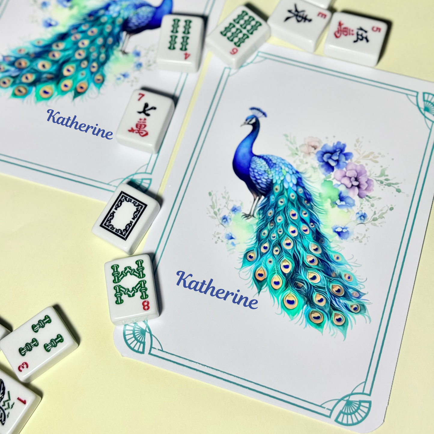 Personalized Mahjong Tile Shuffler — Chinoiserie Design