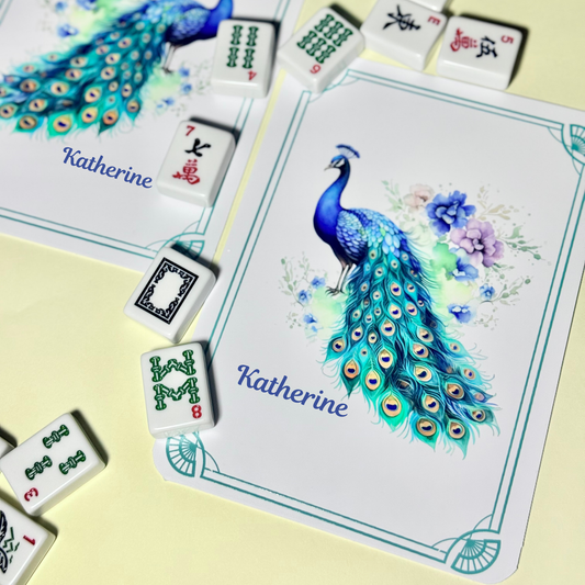 Personalized Mahjong Tile Shuffler — Chinoiserie Design
