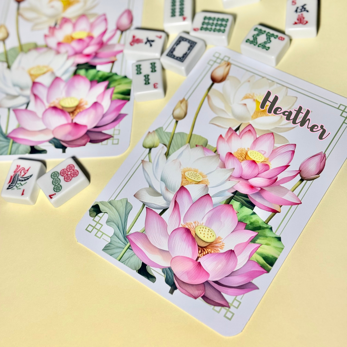 Personalized Mahjong Tile Shuffler — Chinoiserie Design