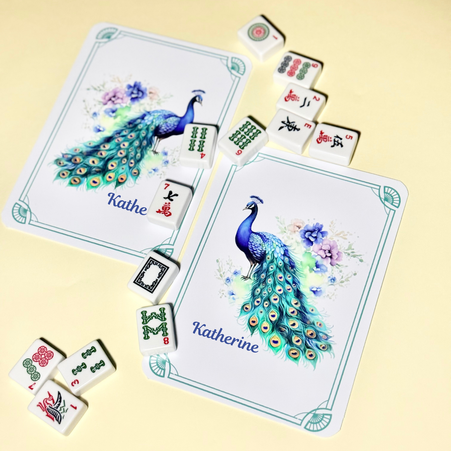 Personalized Mahjong Tile Shuffler — Chinoiserie Design