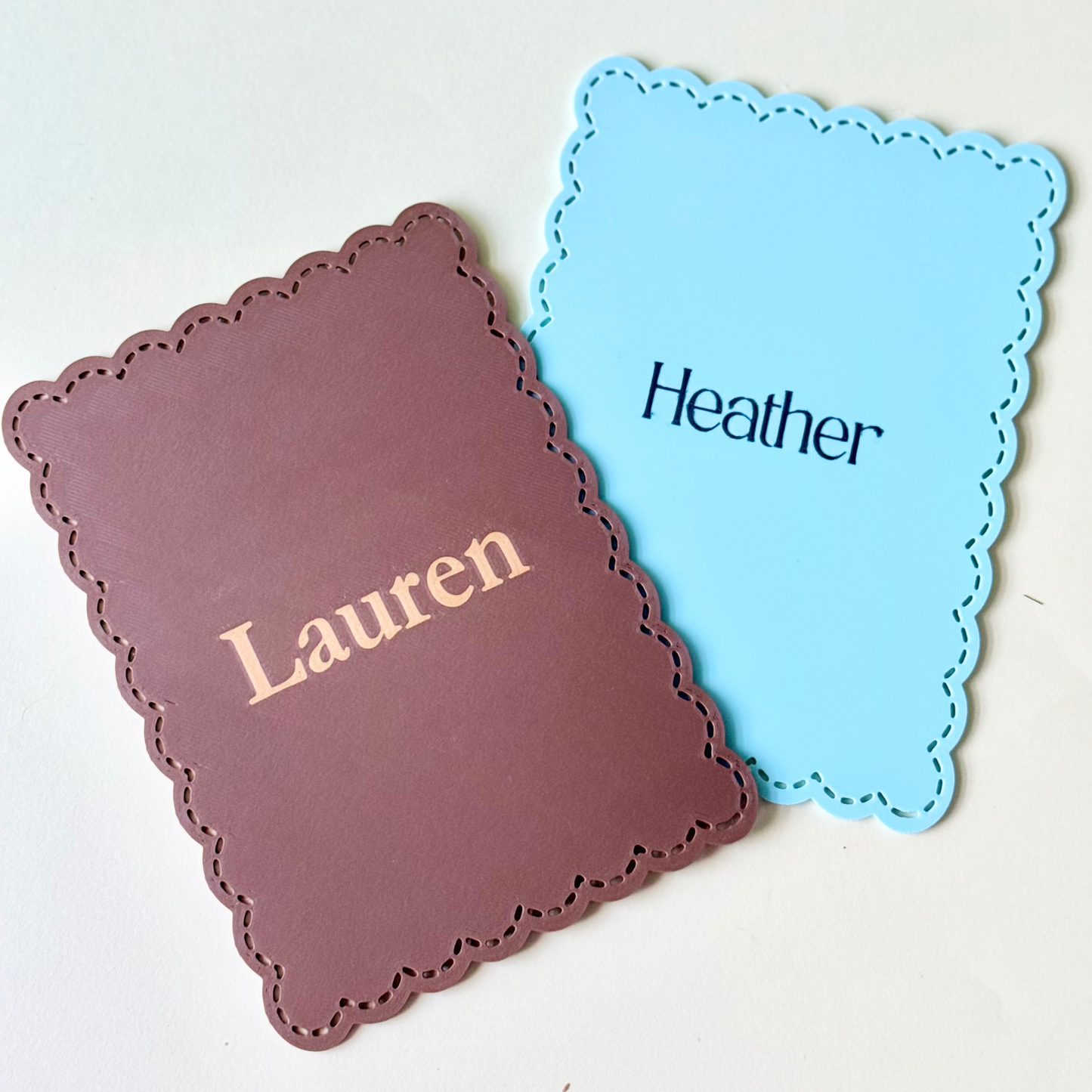 Personalized Mahjong Tile Shuffler — Scalloped Design