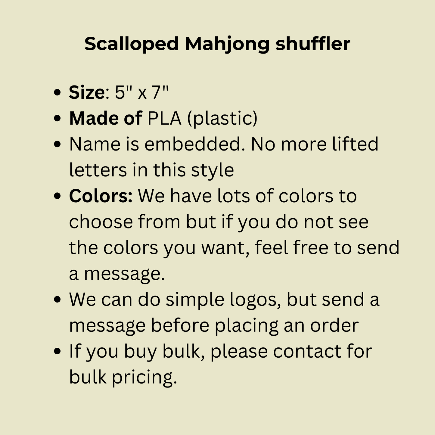 Personalized Mahjong Tile Shuffler — Scalloped Design