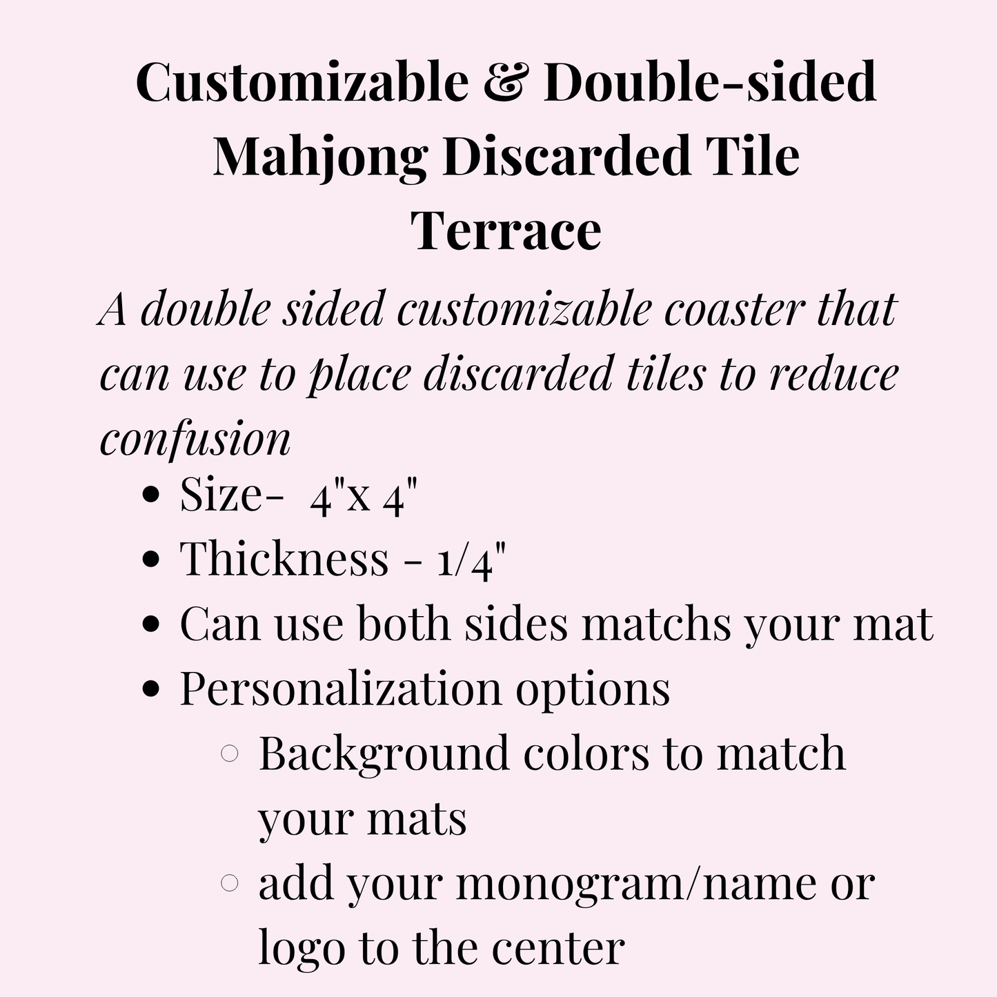 Personalized Mahjong Coaster — Double-Sided Acrylic Discard Tile Terrace