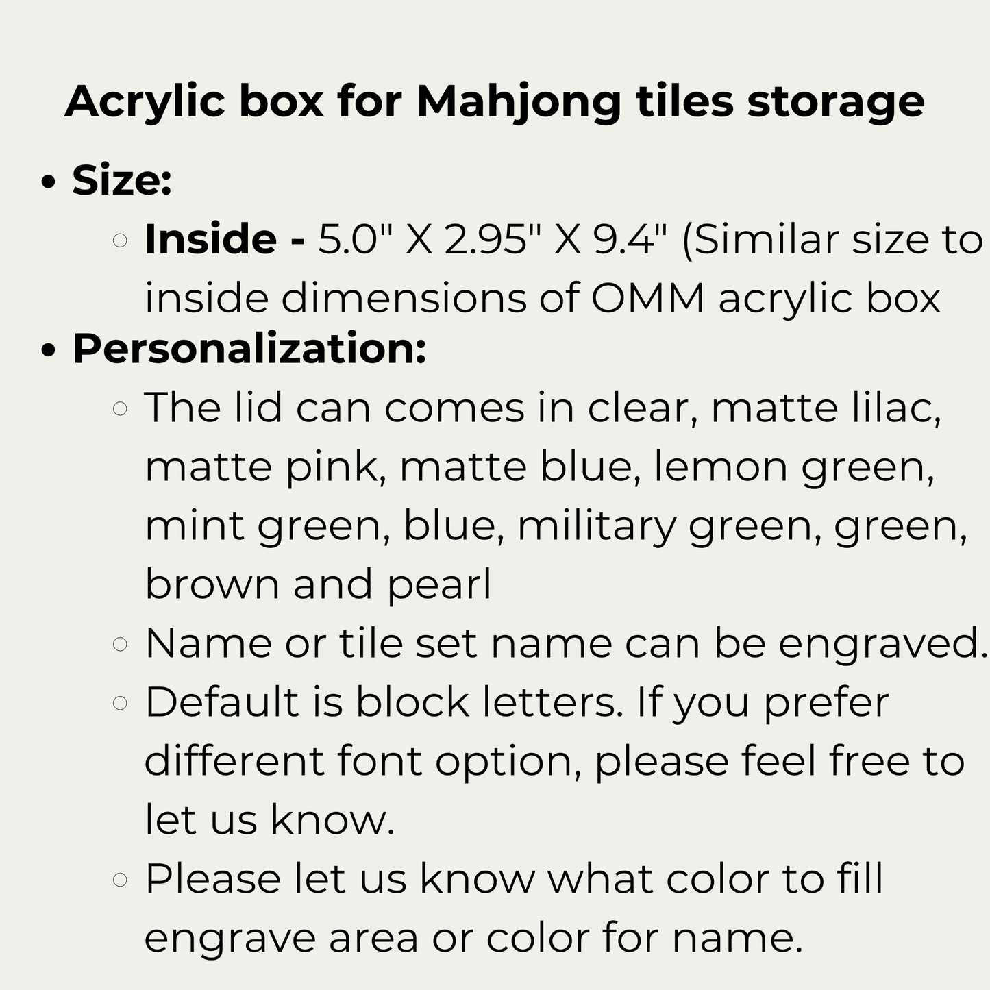 Mahjong tile storage box