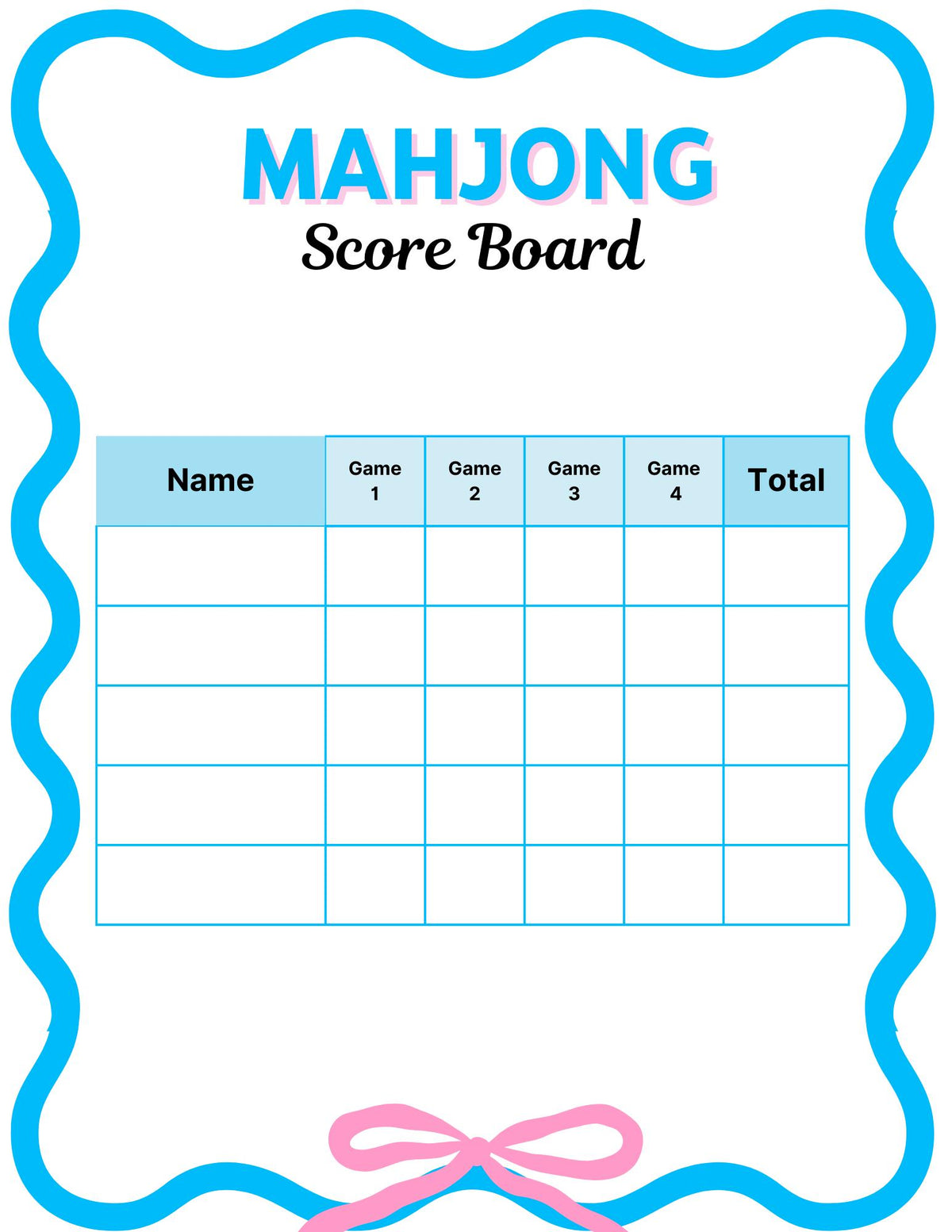 Blue and white Mahjong scoreboard