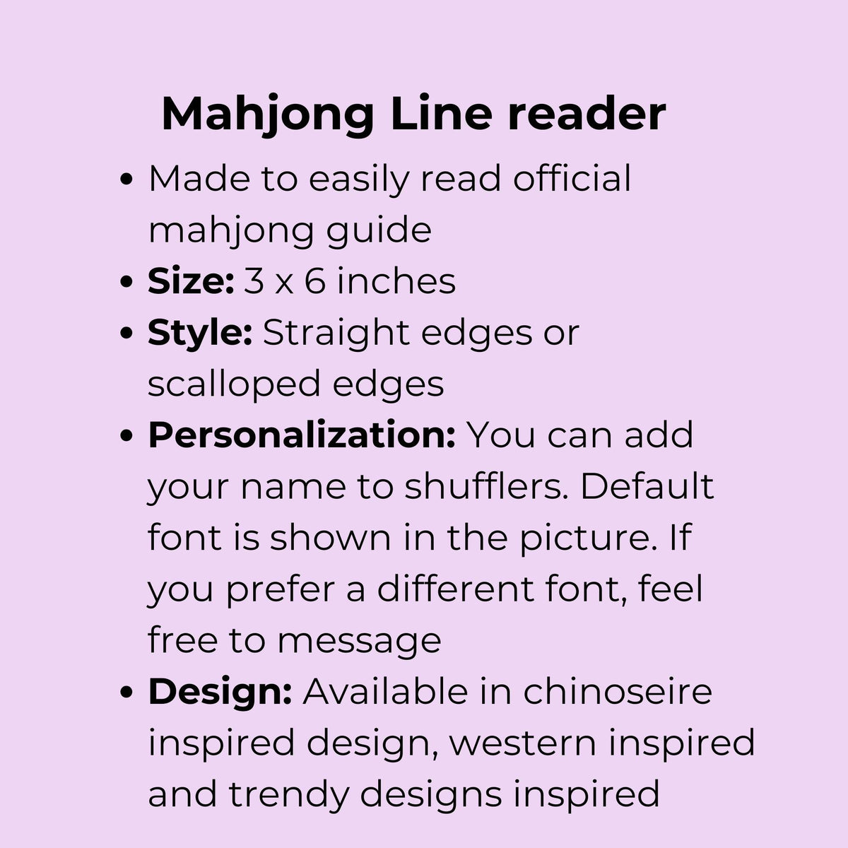 Mahjong line reader specifications
