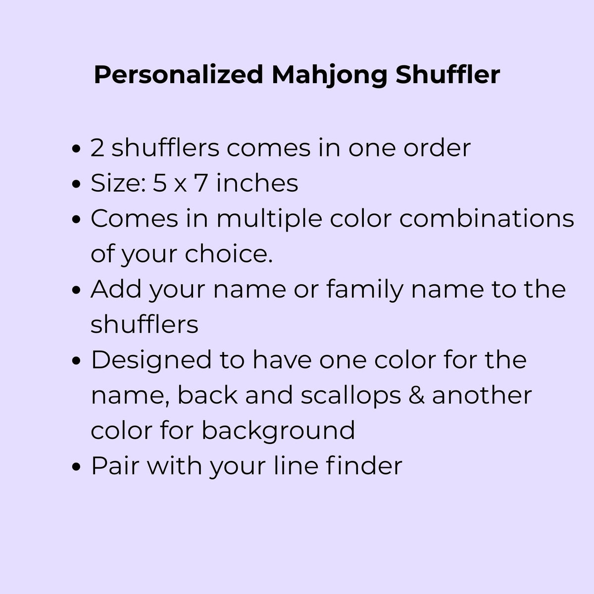 Personalized Mahjong shuffler details