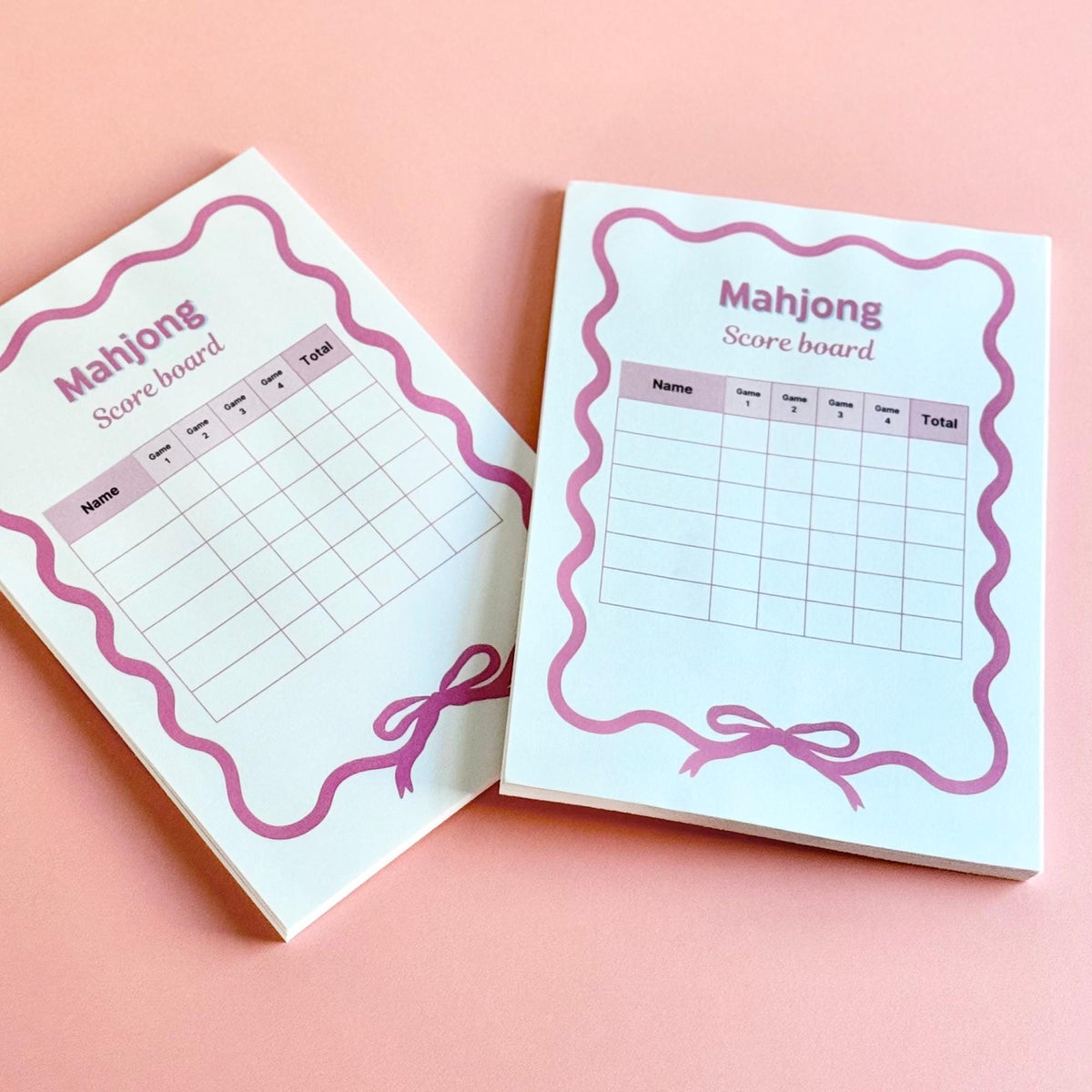 Pink scalloped Mahjong scorecards
