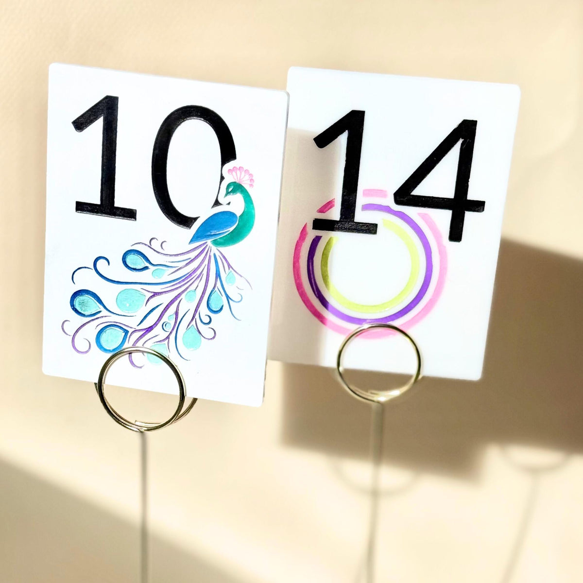 Mahjong table number cards