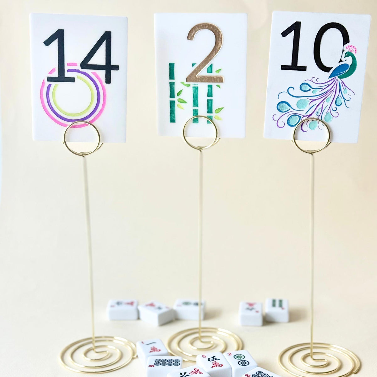 Acrylic Mahjong table markers with black numbers