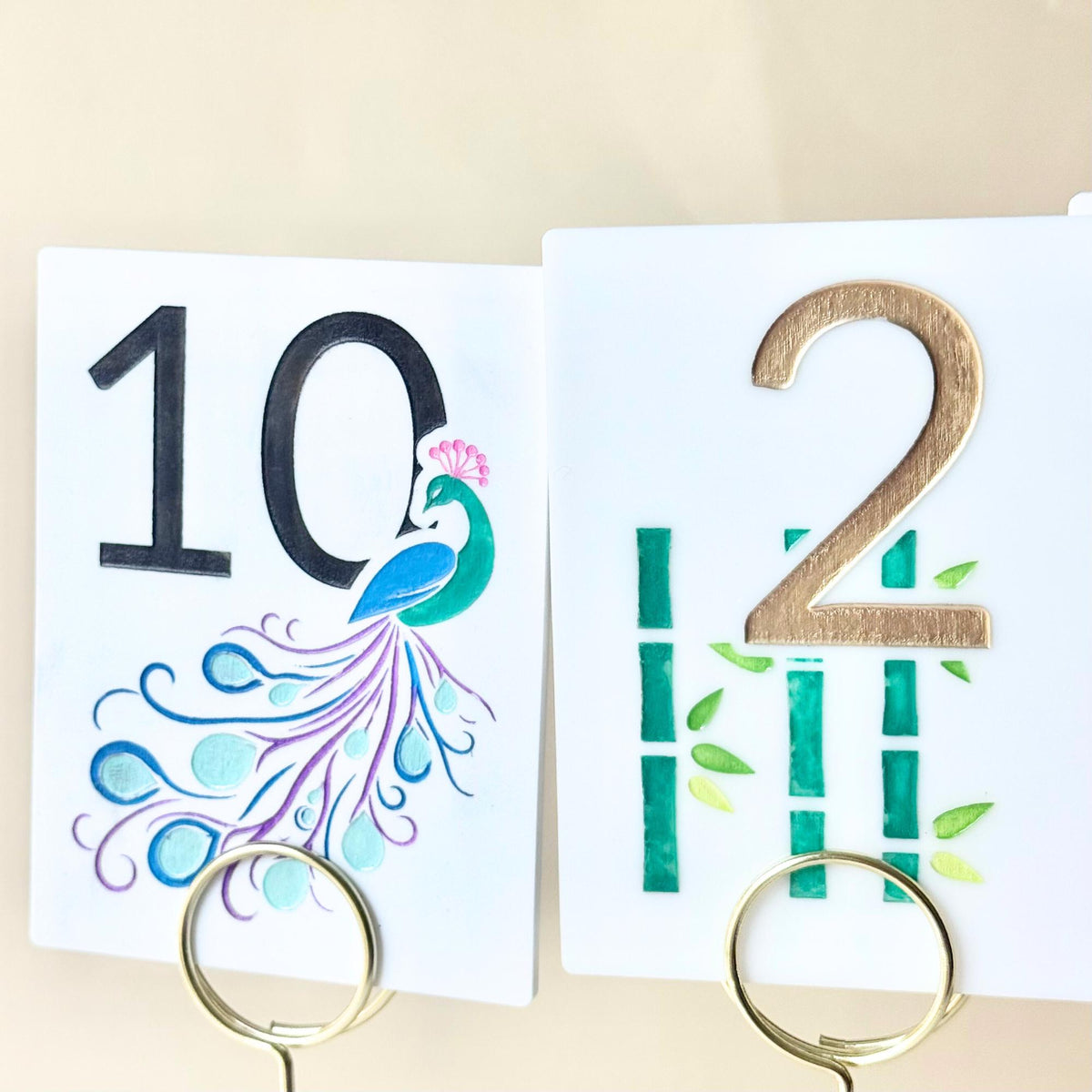 Mahjong table numbers with black and gold numerals