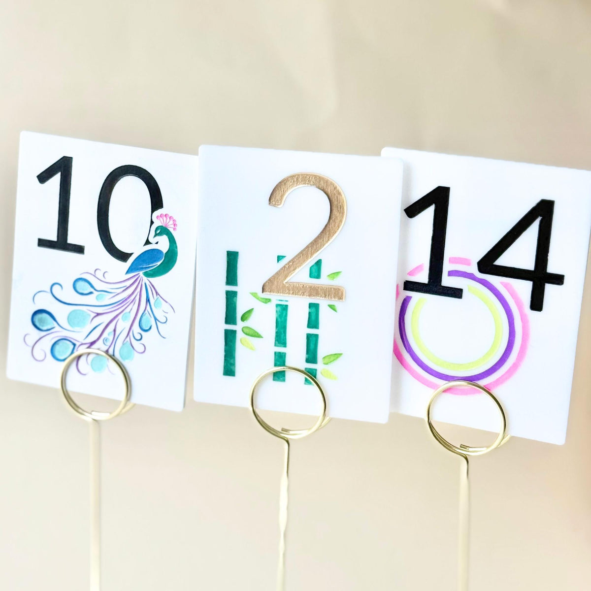 Mahjong table number signs with gold holders