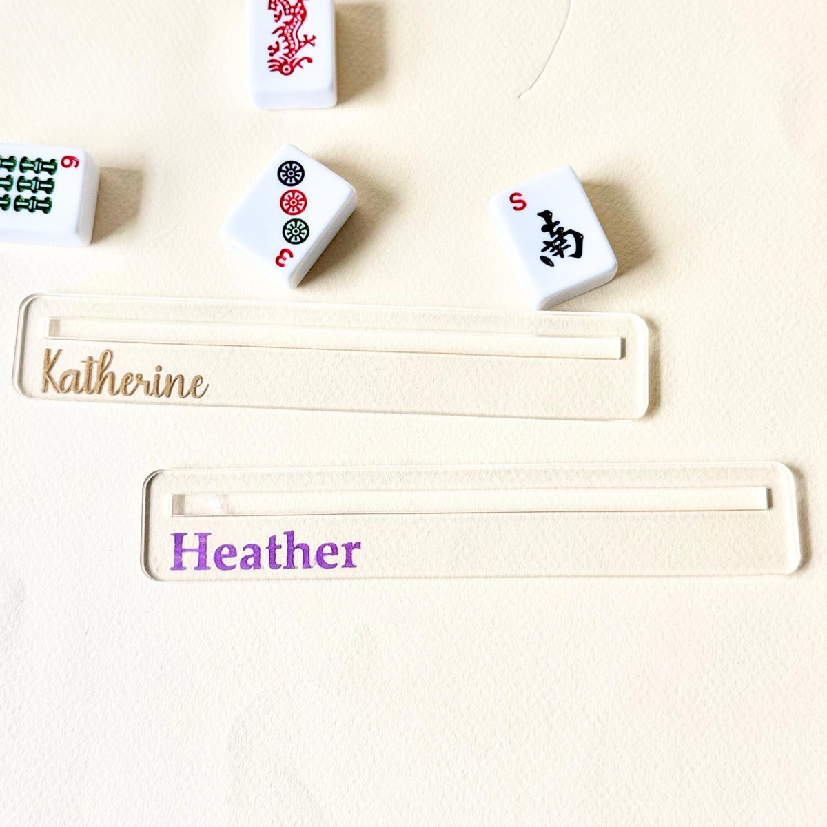 Customizable Mahjong line finder with engraved name and color options