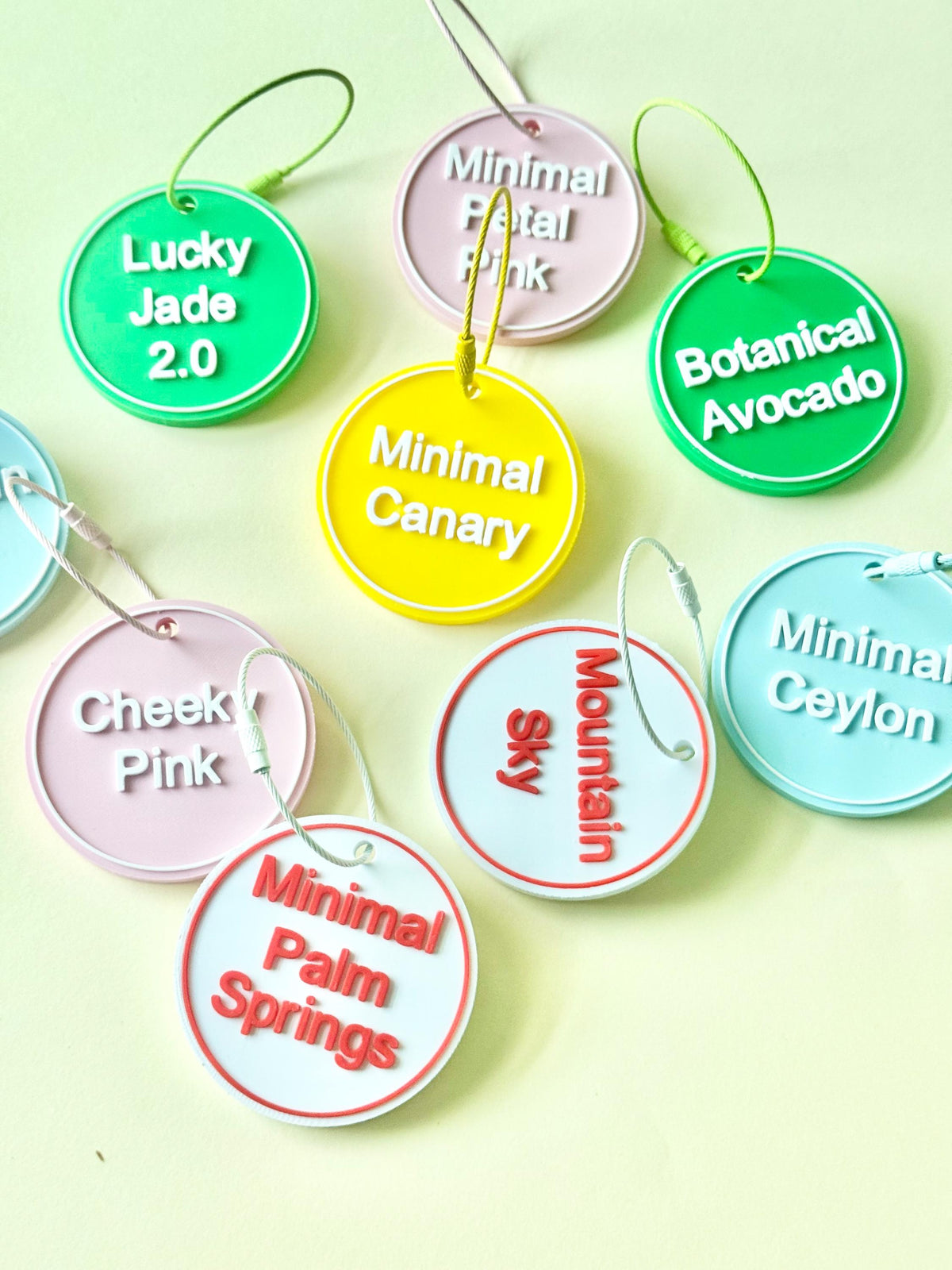Round 3D printed Mahjong tile bag tags