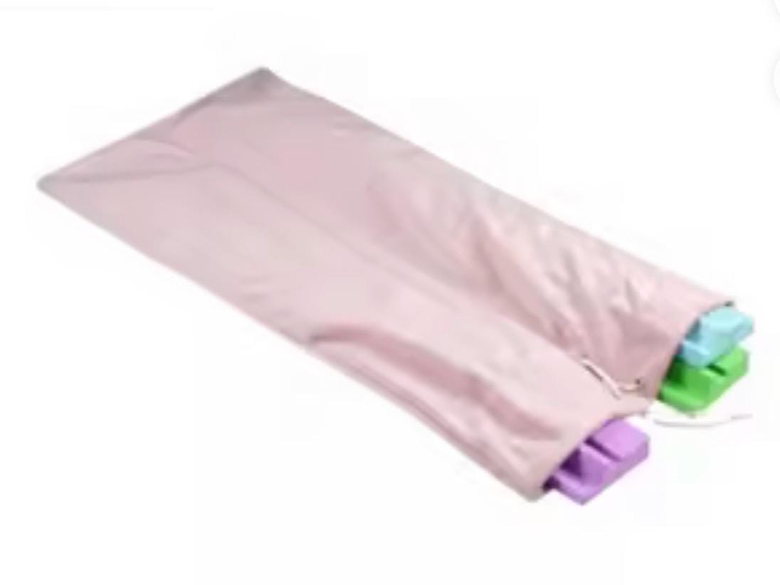 Pink velvet Mahjong rack bag with drawstring closure
