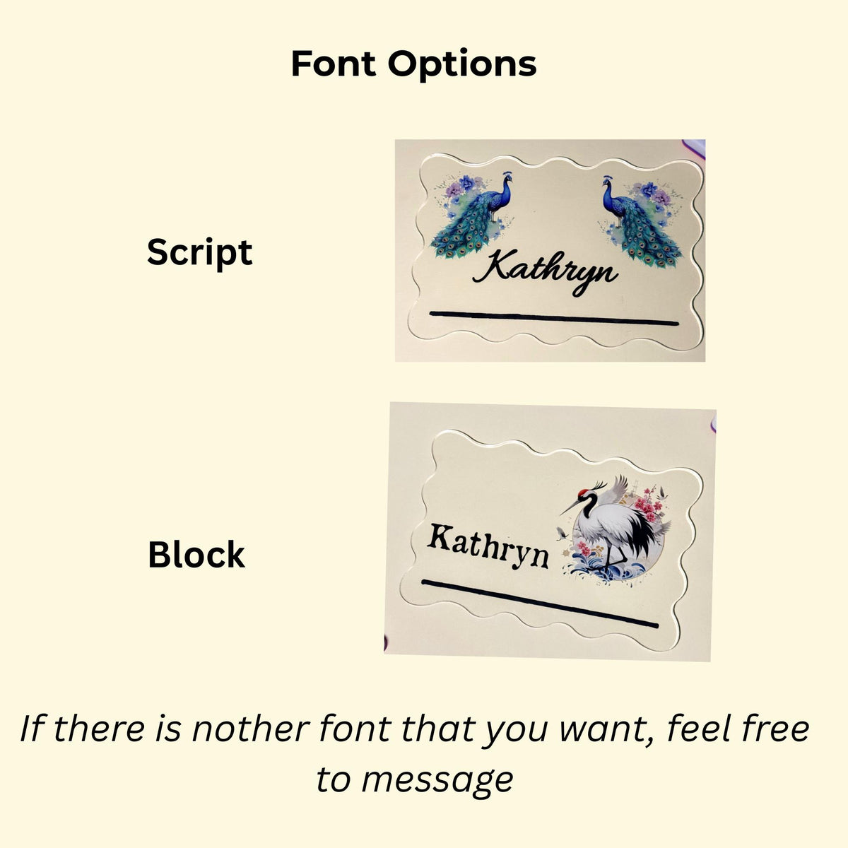 Scalloped and straight edge Mahjong line reader styles with name
