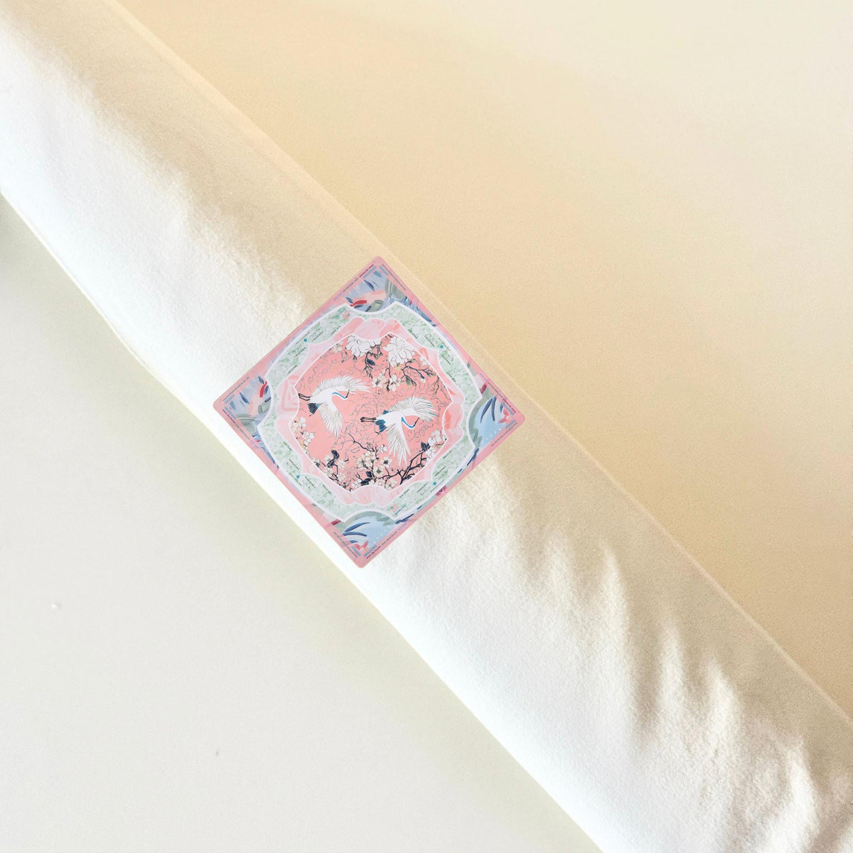 Mahjong mat bag with bird and floral custom patch
