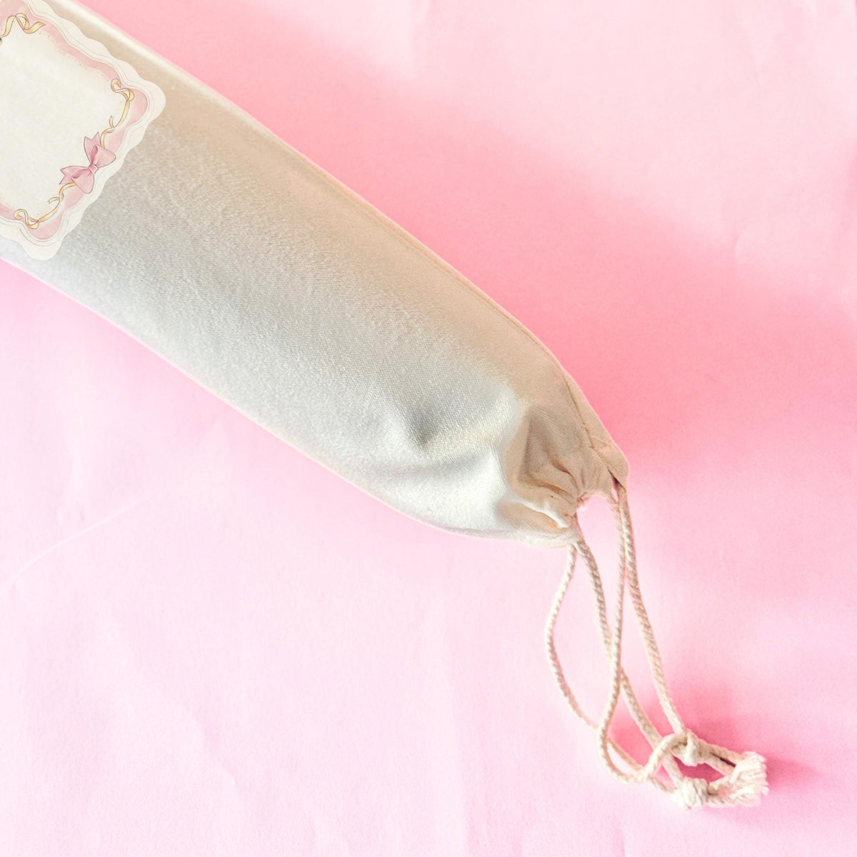 Canvas mahjong mat bag with pink bow patch
