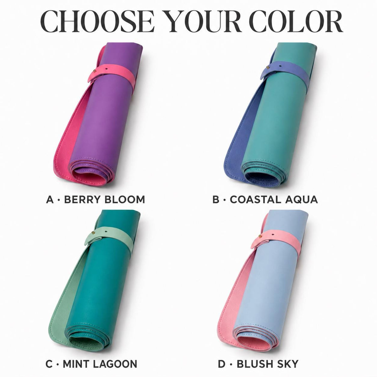 Reversible Mahjong mat color options Berry Bloom, Coastal Aqua, Mint Lagoon, Blush Sky