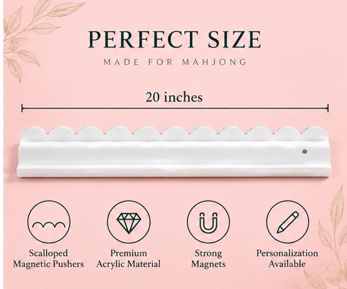 White 20 inch Mahjong pusher with scalloped edge