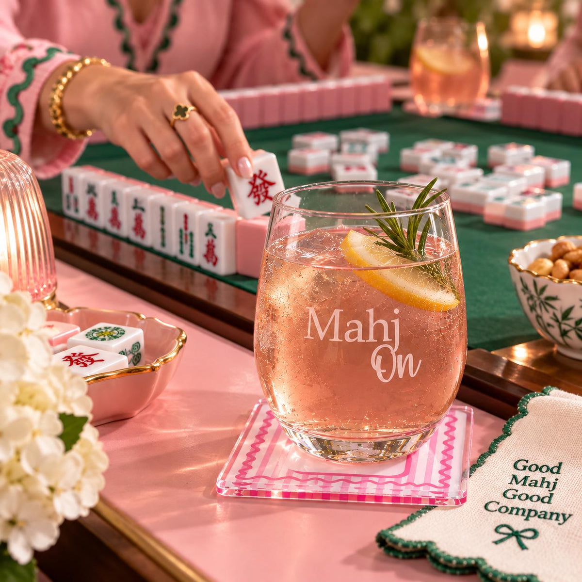 Monogrammed Mahjong coasters