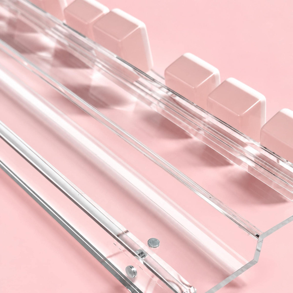 Close-up of clear acrylic double Mahjong rack with magnetic scalloped pusher