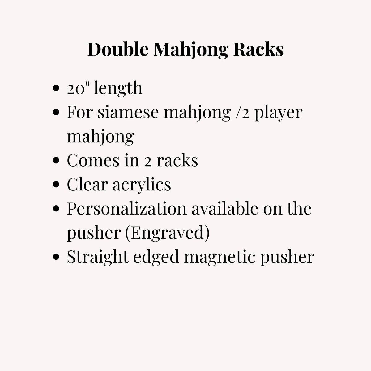 Personalized double Mahjong tile rack set with magnetic pusher