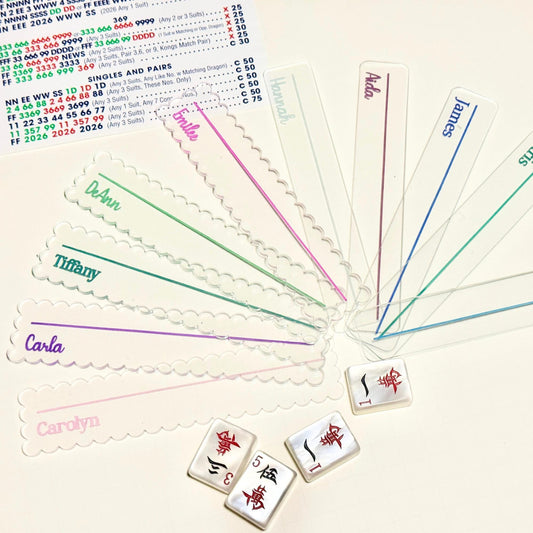 Colorful personalized scalloped clear acrylic mahjong line finders